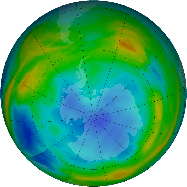 Antarctic ozone map for 05 August 1990